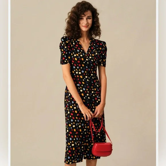 NWT RIHOAS Colorful Polka Dot Dress – Size Small - Picture 1 of 6